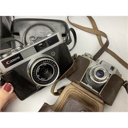 Brass telescope, together with Zenith 7 x 50 field binoculars, two polaroid cameras and other cameras and equipment 