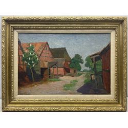 Wilhelm Heinrich Rohmeyer (German 1882-1936): 'Fischerhude' - Bremen Germany, oil on board signed, titled on label verso 41cm x 61cm