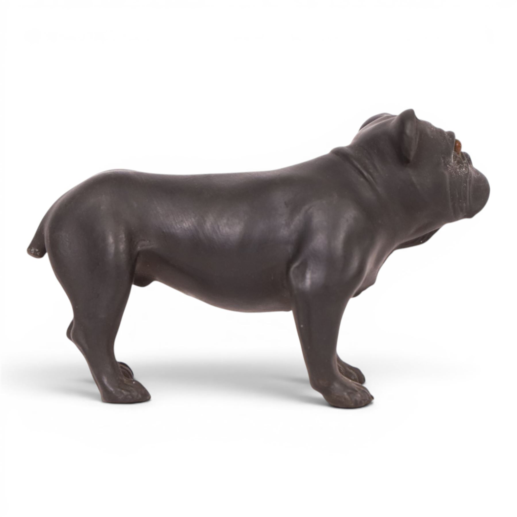 Wedgwood Black Basalt Bulldog, designed by Ernest Light, with impressed mark beneath, H7cm