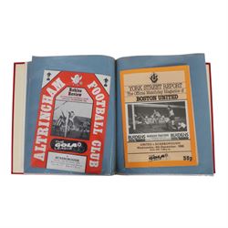 Comprehensive collection of approximately two-hundred Scarborough FC football programmes for the 1983/84, 1984/85,1985/86 and 1986/87 seasons, all filed within eight dedicated Scarborough FC red Home and Away binders 