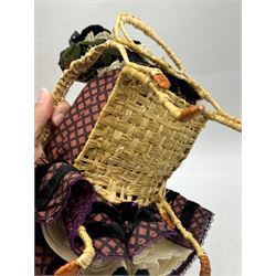 Anna Meszaros (Hungarian 1905-1998): 'My Great Granny', handmade needlework figurine, together with small plaster cast of a young boy by the same artist, granny H30cm
Auctioneer's Note: Anna Meszaros came to England from her native Hungary in 1959 to marry an English businessman she met while demonstrating her art at the 1958 Brussels Exhibition. Shortly before she left for England she was awarded the title of Folk Artist Master by the Hungarian Government. Anna was a gifted painter of mainly portraits and sculptress before starting to make her figurines which are completely hand made and unique, each with a character and expression of its own. The hands, feet and face are sculptured by layering the material and pulling the features into place with needle and thread. She died in Hull in 1998