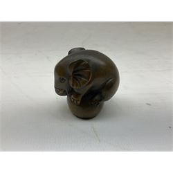 Netsuke in the form of an elephant, signed to base