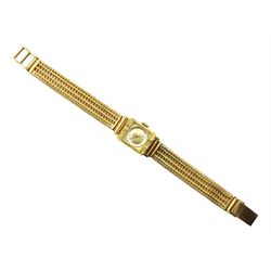 Bucherer 18ct gold ladies manual wind mesh bracelet wristwatch c.1960’s, hallmarked, boxed with papers