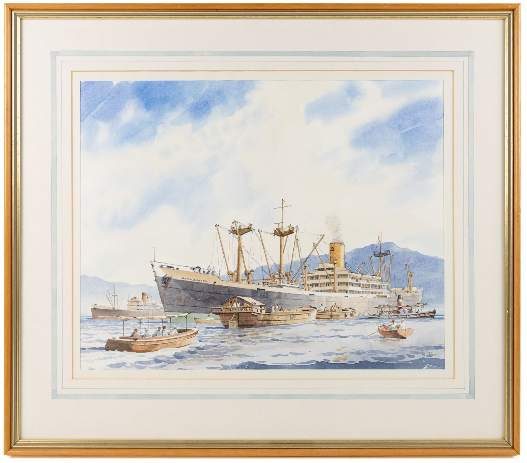 Keith Glen (British 20th century): SS Benalbanach - Ben Line Steamer, watercolour signed 35cm x 44cm
