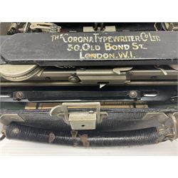 Corona typewriter in case, together with a grey angle pose style lamp