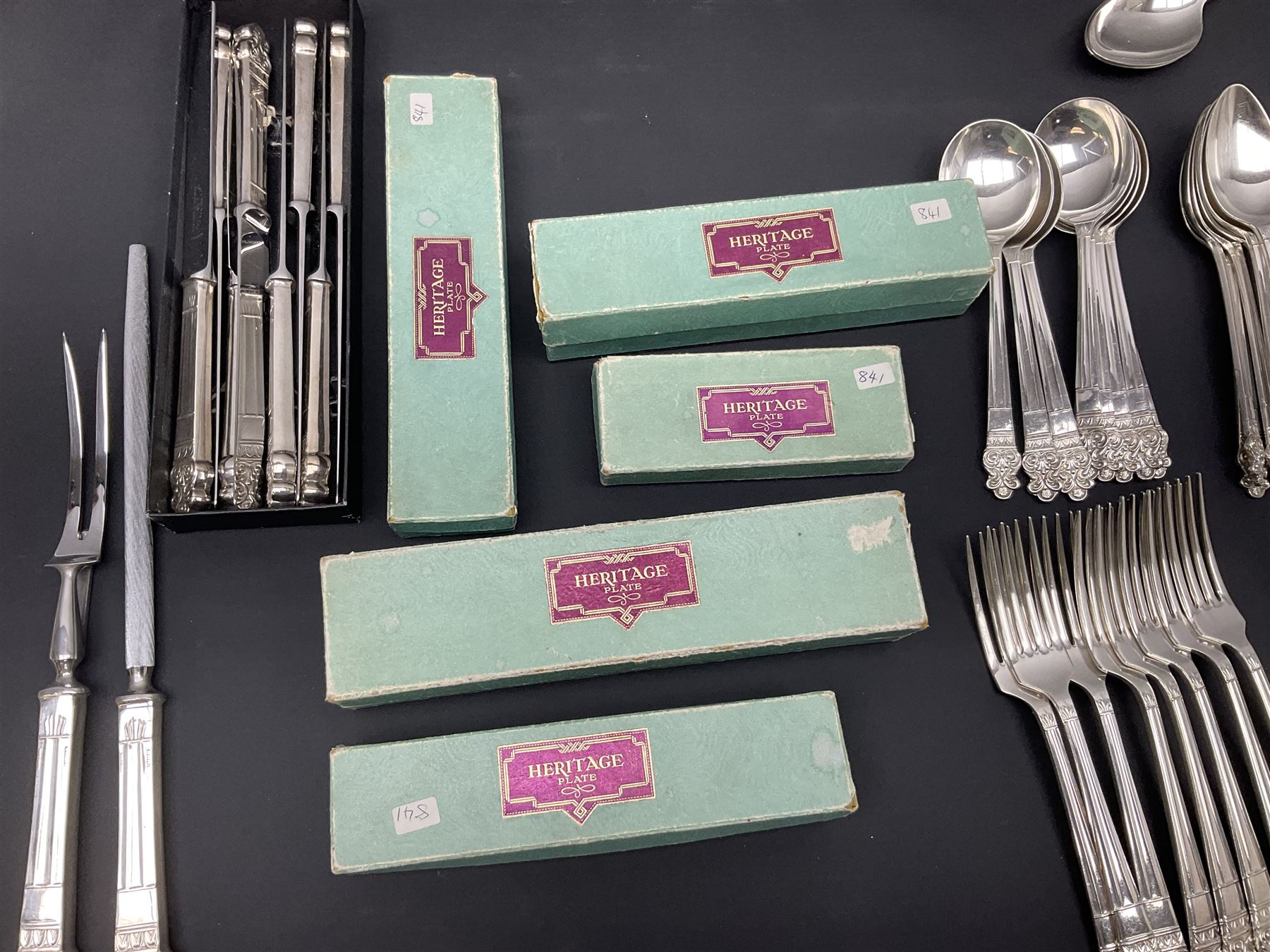 Gee & Holmes Ltd Elizabethan pattern part canteen of silver plated cutlery, stamped GH Heritage Plate