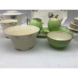 Art Deco style tea service by Alfred Meakin in Marigold pattern, comprising four cups and saucers, six dessert plates, one side plate, milk jug and sugar bowl, together with an art deco teapot, Royal Winton wares etc 