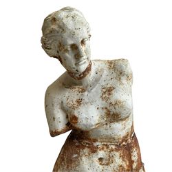 After Alexandros of Antioch - large cast iron figure of Venus de Milo or Aphrodite of Melos, depicting the torso and head