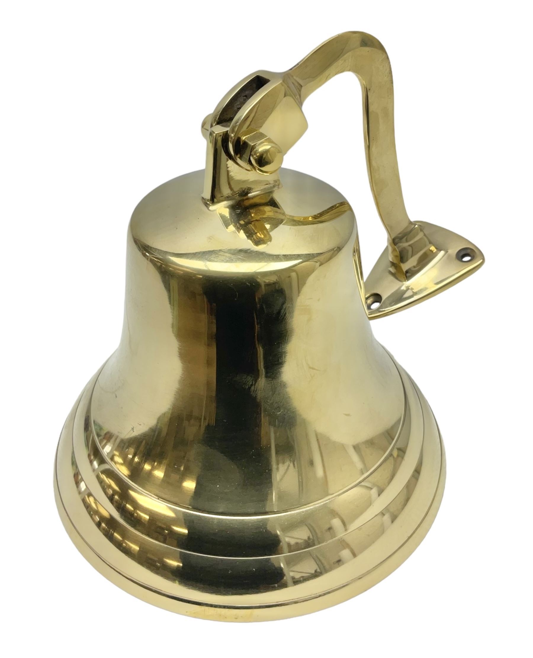 Wall hung brass bell with clapper, D15cm