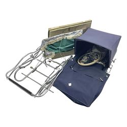 Silver Cross blue pram, with folding can