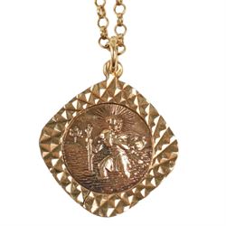 Gold St Christopher's pendant necklace and a gold cross pendant, all 9ct 