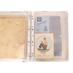 Collection of WWII ephemera, including photographs, postcards, identification cards, telegrams, newspapers 