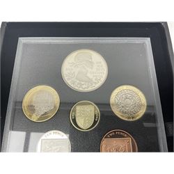 Mostly commemorative coinage, including various Queen Elizabeth II United Kingdom brilliant uncirculated fifty pence, two pound and five pound coins in card folders, The Royal Mint United Kingdom 2012 proof coin set, Alderney 2021 'Royal National Lifeboat Institution' five pound coin cover in Harrington and Byrne folder etc