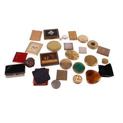 Collection of vintage compact mirrors, pill boxes and vanity cases, including Agme, Coty a...