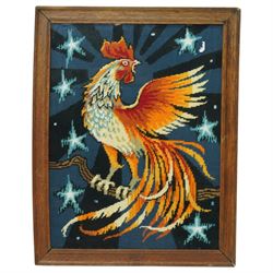  Pair of Victorian needlework pictures of cat and dog 40cm x 41cm and two other needlework pictures (4)
