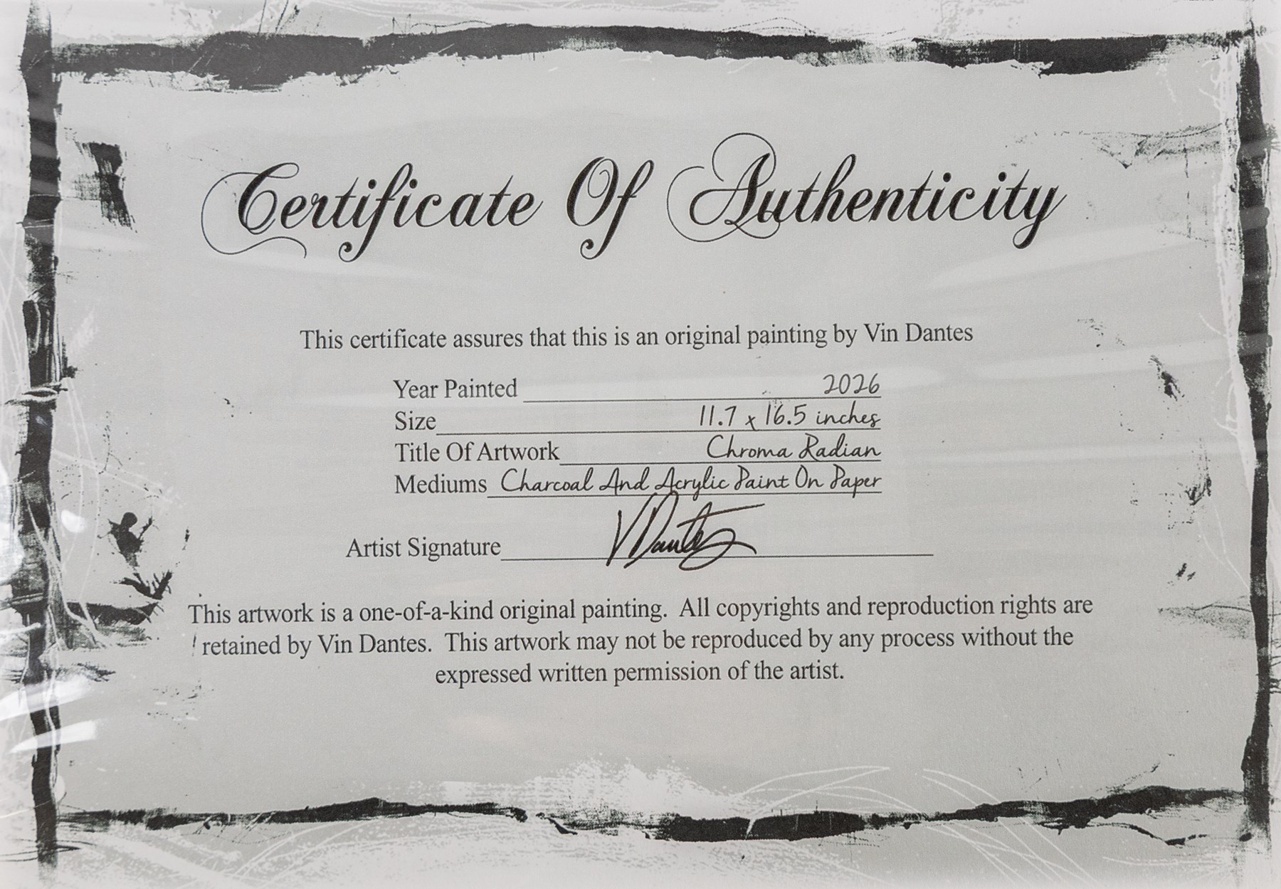 Vin Dantes (French Contemporary): 'Chroma Radian', mixed media on paper signed, with COA 41.5cm x 29.5cm (unframed)