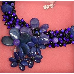 Butler and Wilson jewellery including large crystal rose necklace, crystal bee brooch, blue purple hardstone and crystal choker, gilt collar set with large green and multicoloured crystals and matching bracelet, flower hairclip, blue crystal necklace with two pairs of matching earrings and flower bracelet, all  boxed