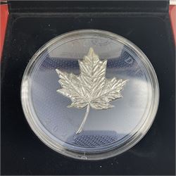 Royal Canadian Mint 2022 'Maple Leaves in Motion' fine silver fifty dollar coin, cased with certificate
