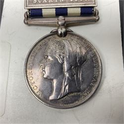 Victoria Egypt Medal 1882-1889 with Suakin 1885 and Tofrek clasps awarded to Sepoy Wuzeer Singh 15th Bengal Infantry; with ribbon