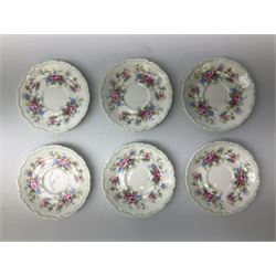 Royal Albert Colleen pattern tea ware comprising teapot, milk jug, sucrier, four cups and six saucers