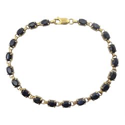9ct gold oval sapphire link bracelet, hallmarked