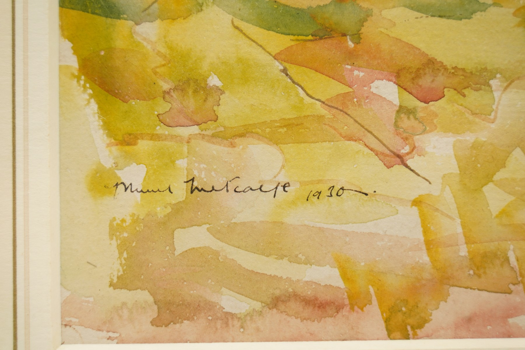 Muriel Metcalfe (Yorkshire 1910-1994): Hay Making, watercolour signed and dated 1930, titled on label verso 28cm x 32.5cm