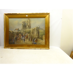  Frederick William Booty (British 1840-1924): The Scarborough Pageant, watercolour signed and dated 1912, 61cm x 86cm Notes: The Pageant took place over four days in July 1912 and repeated in August, it depicted two millennia of Scarborough's history 500BC- 1800AD. The Pageant involved about 1,300 performers and a further 500 in it's organisation, the huge production ended up making a loss of about   