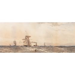 William Thomas Nichols Boyce (British 1858-1911): 'Breezy Day Off the River Tyne', watercolour signed and dated 1900, titled on the mount 21.5cm x 52cm 