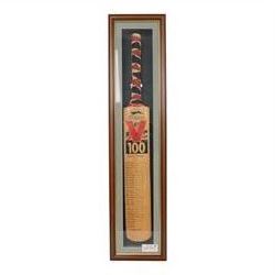 Two signed Slazenger V 100 cricket bats, the first example signed by the 'World's Top 10 Run Makers', with signatures including Graham Gooch, David Gower, Geoffrey Boycott, Gary Sobers and Viv Richards, the second example signed by a number of England's Cricket Captains, including Alec Stewart, Ken Cranston, Bob Willis, Allan Lamb, Mike Atherton and Ian Botham etc, both within glazed wooden display cases, case H99cm