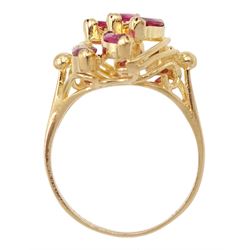 14ct gold marquise cut pink sapphire dress ring, stamped 585