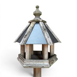 Timber and slate bird table
