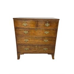 19th century oak chest, moulded rectangular top over two short and three long drawers, on bracket feet