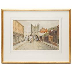 John Wynne Williams (British fl.1900-1920): Micklegate Bar - York, watercolour signed 23cm x 35.5cm