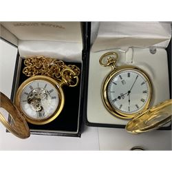 Four gentleman's quartz wristwatches including Tissot gold-plated T870/970, Rotary Windsor, both boxed with papers and Junghans and a collection of five quartz and top wind pocket watches including Royal London, Ingersoll, Mount Royal