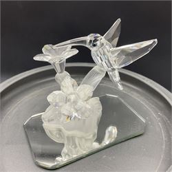 Five Swarovski Crystal figures, comprising giraffe, deer, hummingbird, rose and rearing horse, all with original boxes 