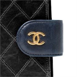 Chanel - vintage quilted black lambskin leather agenda cover, with gold-tone CC press-stud fastening, fitted interior and authenticity card, c.1990s