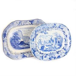 Pountney & Allies Bristol Views Series 'River Avon' meat plate together with Don Pottery meat platter 'Port of Alicata 