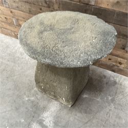 Cast stone two piece garden staddle stone mushroom