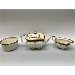 Two Royal Crown Derby pattern Imari soup bowls, pattern 2451, Belleek Fermanagh Ireland four piece set in green shamrock pattern, Royal Doulton small lady figure, Marie HN1370, large Wedgwood fruit bowl, Sylvac jardiniere in autumn leaves pattern, five pieces Co-operative Society commemorative ceramics, with selection of other ceramics. 