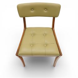 Vanson - Mid 20th century four leather dining chairs, button back and seat, on an shaped teak frame