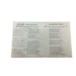 Collection of thirty reproduction propaganda leaflets 'Hitlers Hymn of Hate and Britain's Reply'