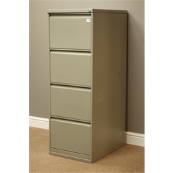  Triumph four drawer metal filing cabinet with key, W47cm, H132cm, D64cm  