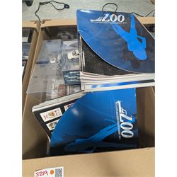 Large collection of James Bond 007 diecast model vehicles, mostly GE Fabbri, and a collection of associated magazines, in five boxes