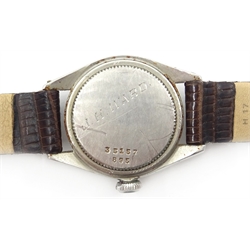  Tudor (Rolex) Oyster stainless steel wristwatch no 35157 895 circa 1940's on brown lizard strap   