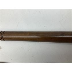 Victorian turned wood polished wood truncheon 54cm, with leather strap; and a ‘Police Special’ Whistle
