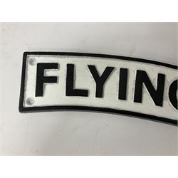 Cast iron Flying Scotsman arched type railway sign, L89cm THIS LOT IS TO BE COLLECTED BY APPOINTMENT FROM DUGGLEBY STORAGE, GREAT HILL, EASTFIELD, SCARBOROUGH, YO11 3TX