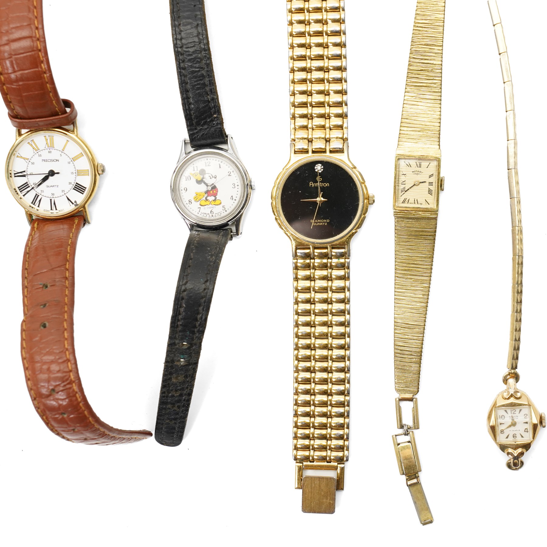 Three automatic wristwatches including Waltham, Lusina and Benrus, manual wind Geneve Skyship and Elgin and other quartz wristwatches including Tissot