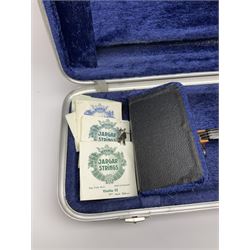 Early 20th century German Ernst Kreusler violin with 36cm two-piece maple back and ribs and spruce top, bears label 'Ernst Kreusler Dresden Anno 1925  Hand made reproduction of Antonius Stradivarius Cremona', overall L59cm; in hard carrying case