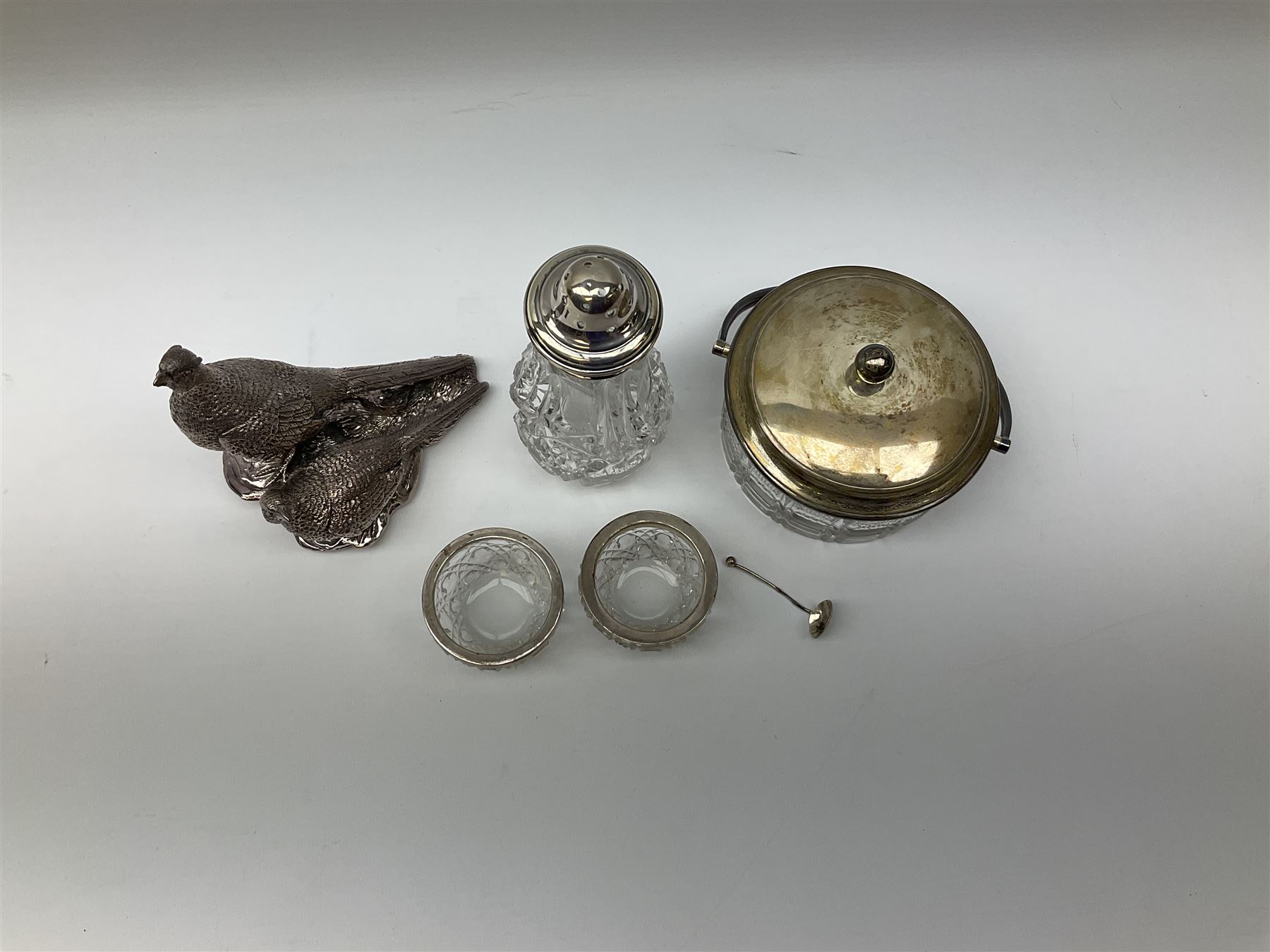 Contemporary filled silver ornament in the form of a cock and hen 