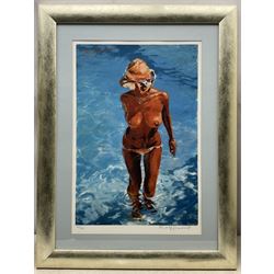 Rolf Harris (Australian 1930-): 'The Straw Hat' 'The Red Umbrella' and 'Sunset Lion', three limited edition  giclee prints signed and numbered 268/695, 175/195 and 194/345 in pencil, max 60cm x 36cm (3)